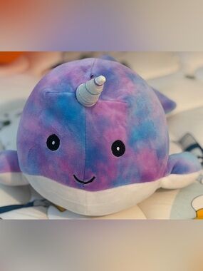 Squishmallows 12" Hallie the Tie-Dye Narwhal Purple Plush Soft Toy Kellytoy